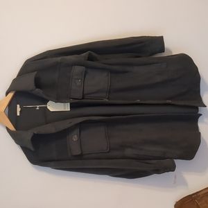 Dark Gray Shacket Shirt Jacket
